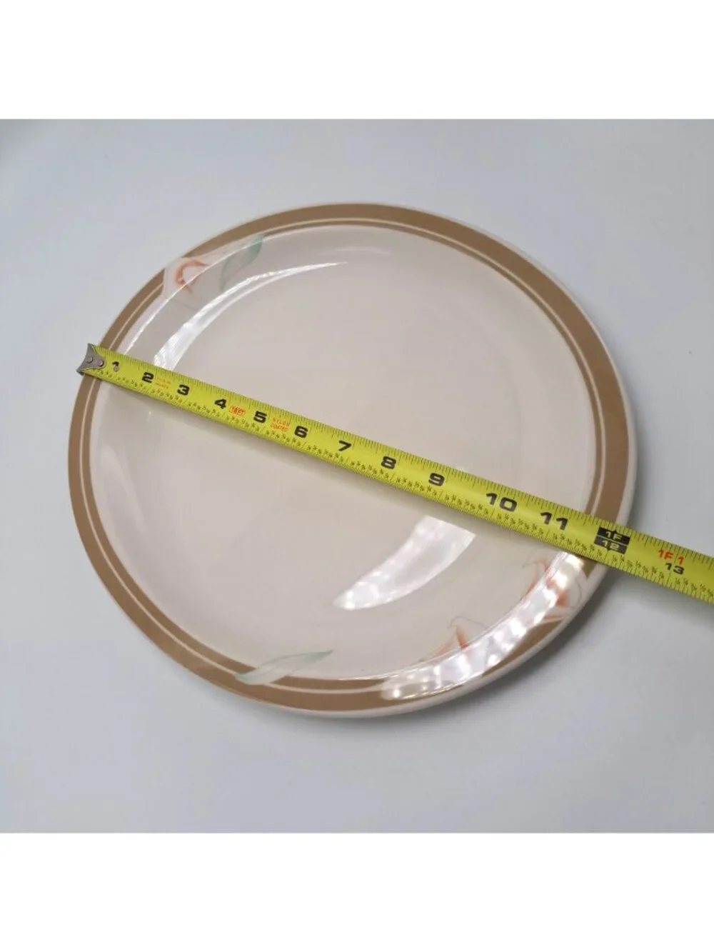 Syracuse China Calla Lily Oval Dinner Plate White Brown Floral Design 14-C